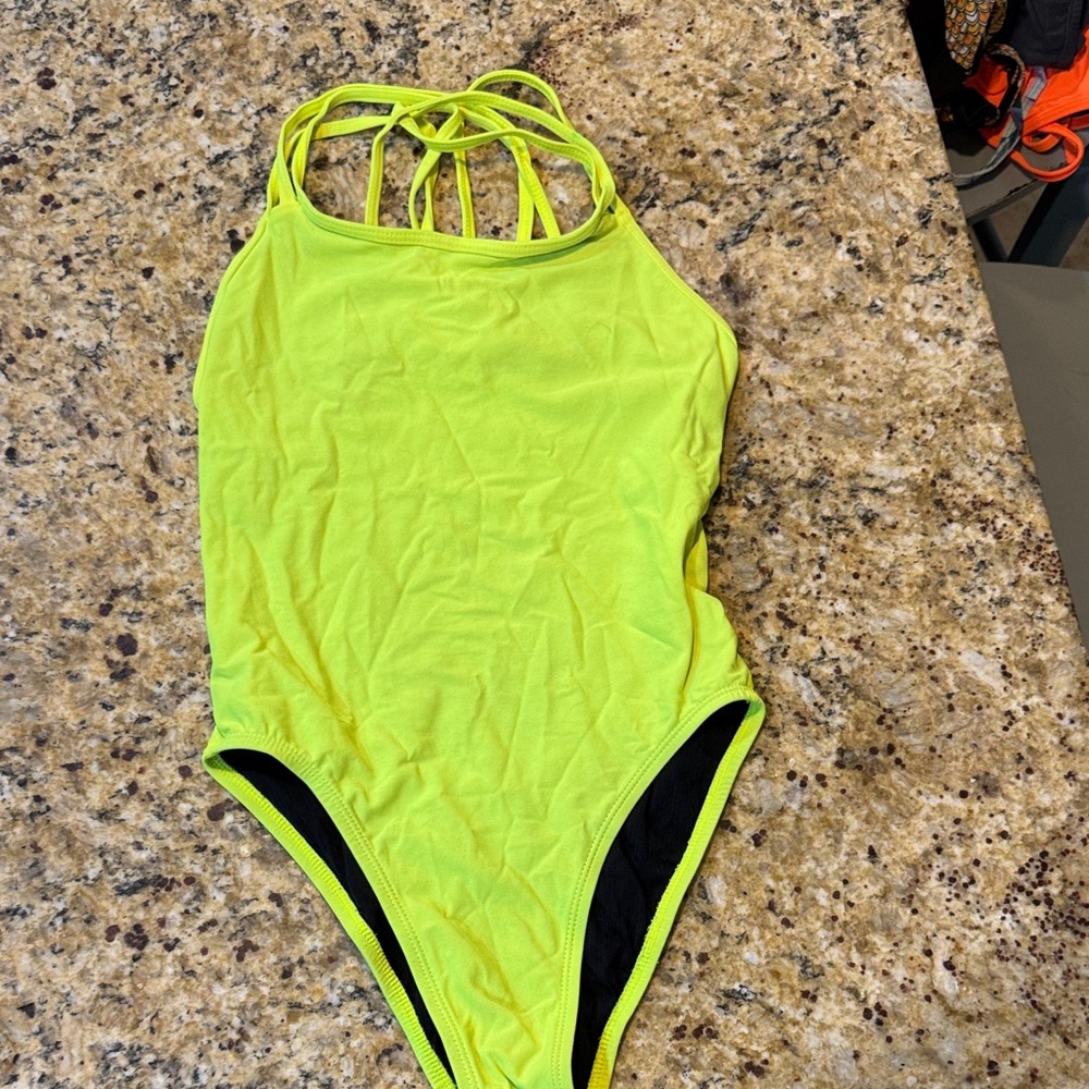Jolyn Clothing Neon Yellow One Piece Swimsuit sz 28